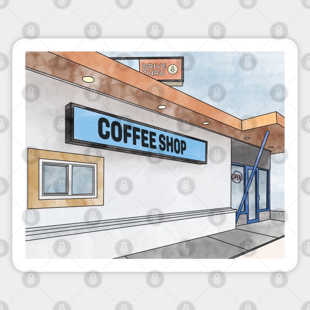 Vintage Retro Coffee Shop Sticker by Designedby-E